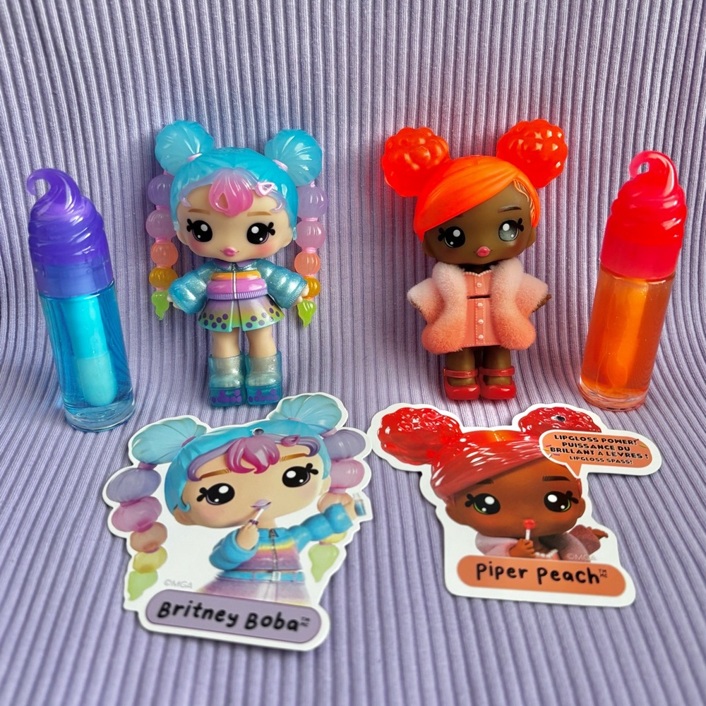 Bundle of 2 Yummiland Lip Gloss Dolls (Britney Boba 🧋 + Piper Peach 🍑)